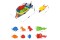 beach car(9 Pcs,cart,beach shovel,beach rake,beach sand mold(dinosaur),2 colors mixed)